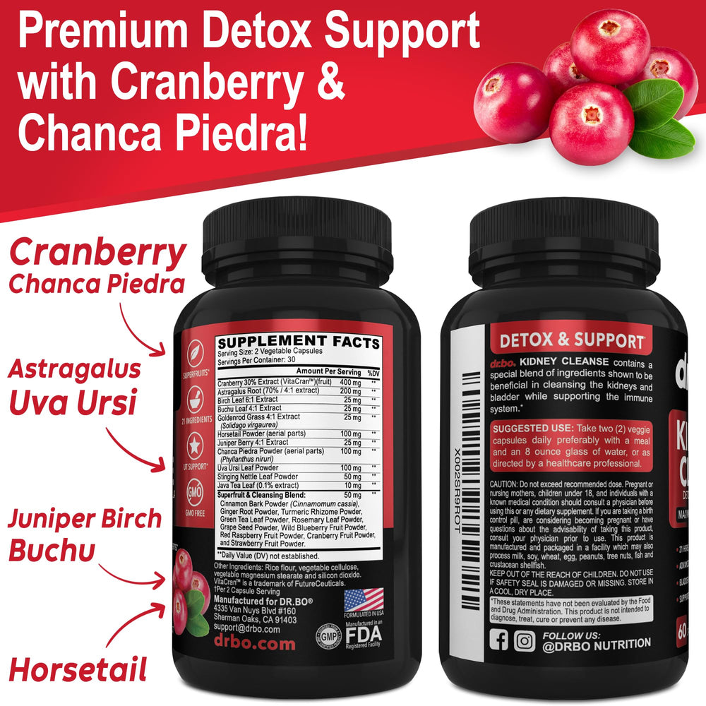 Cranberry extract kidney health detox formula capsules