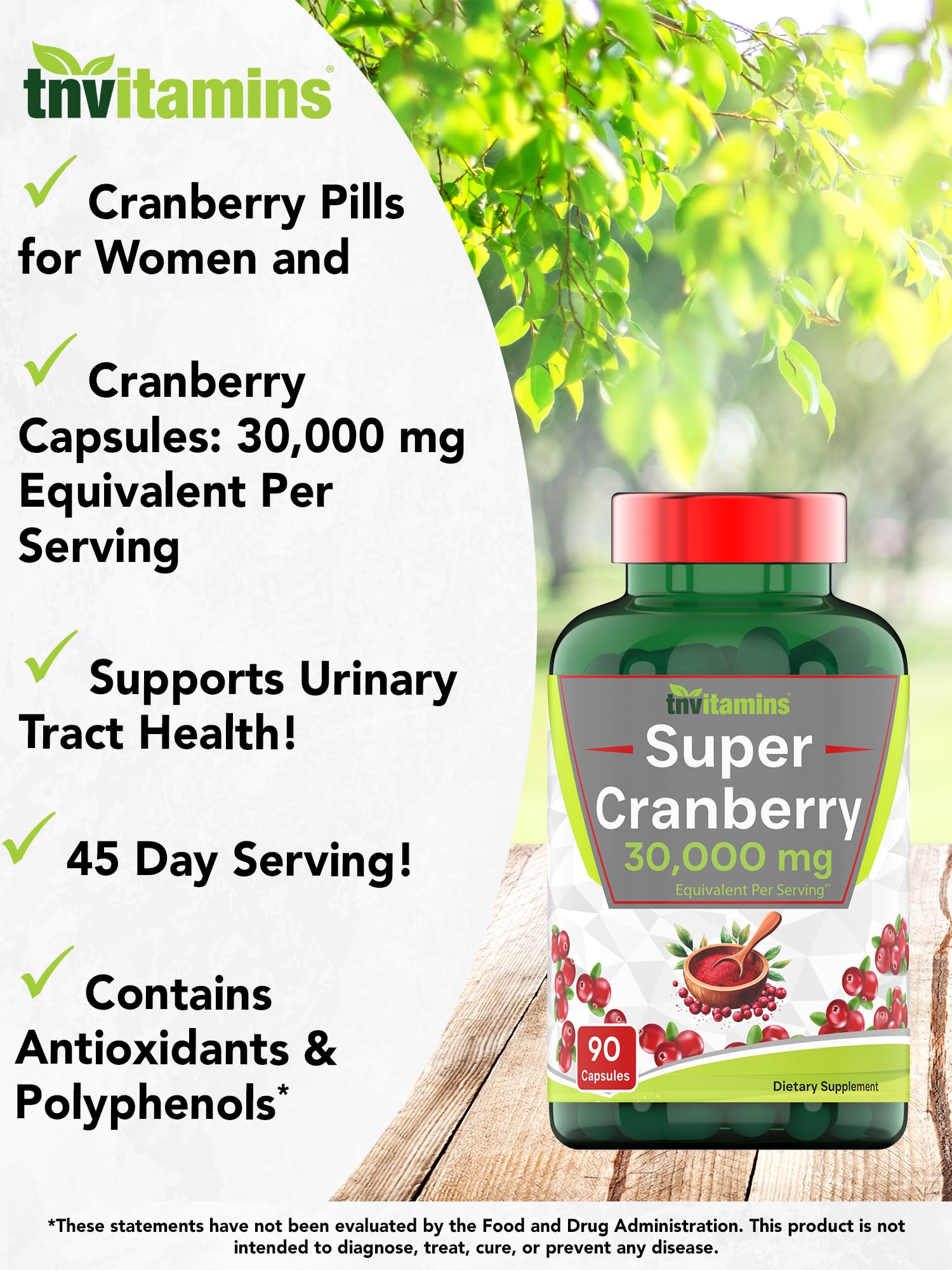 Cranberry pills for bladder and kidney support.