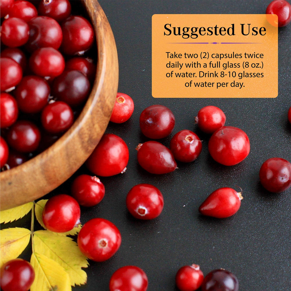 Cranberry powder with capsule supplement and bottle