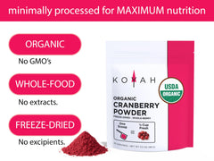 Close-up of cranberry powder in a scoop