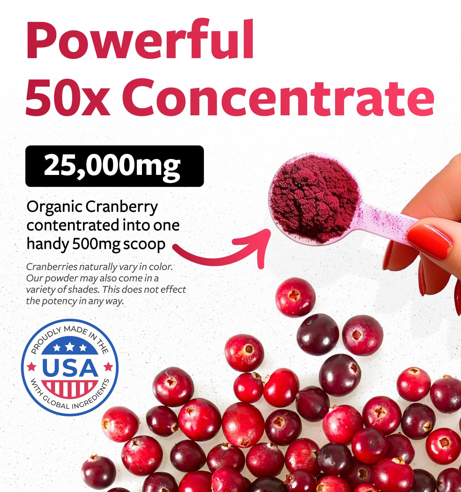 Cranberry powder aiding urinary tract and kidney health