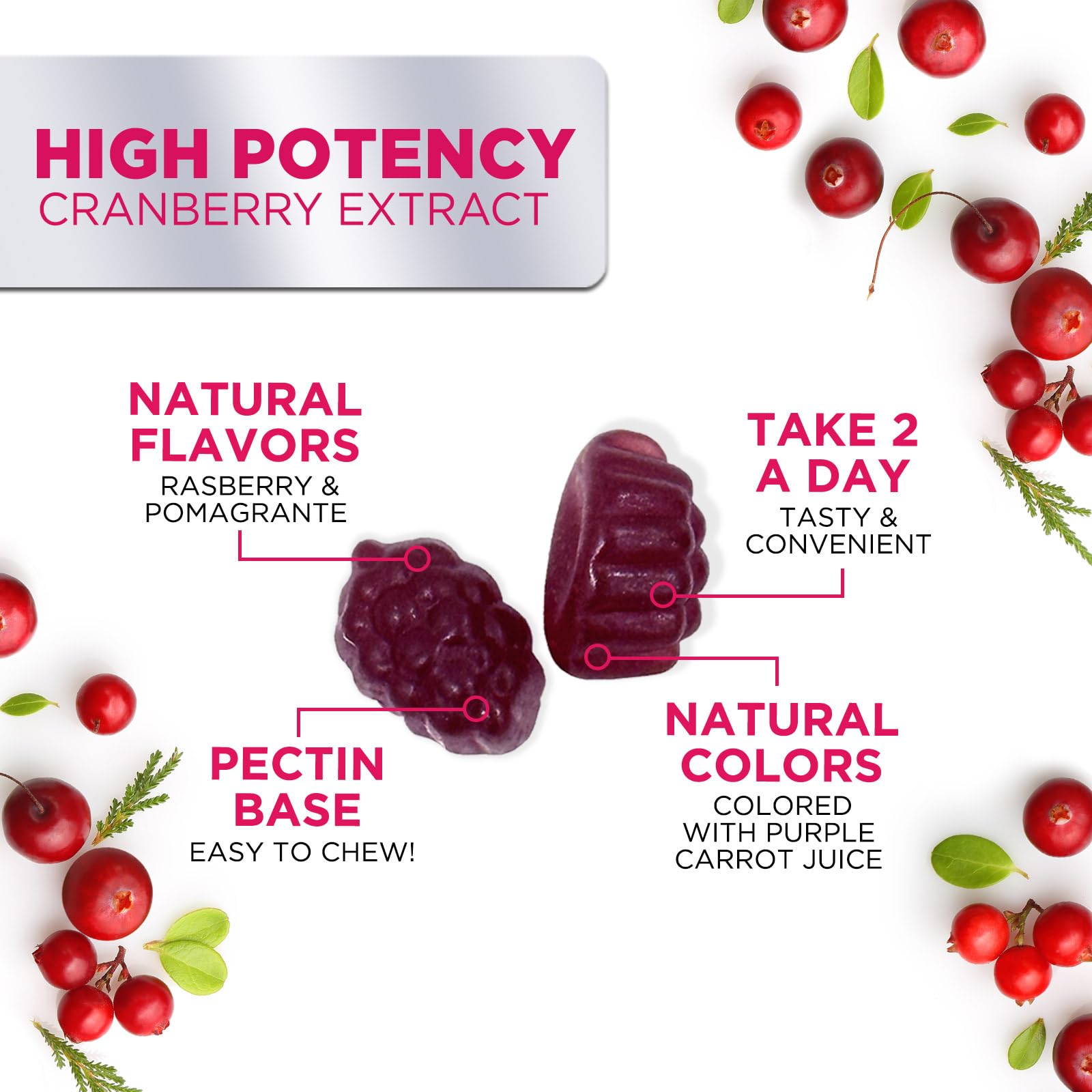 Cranberry supplement gummies for womens health