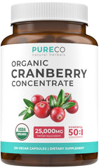 Organic cranberry extract capsules bottle with label