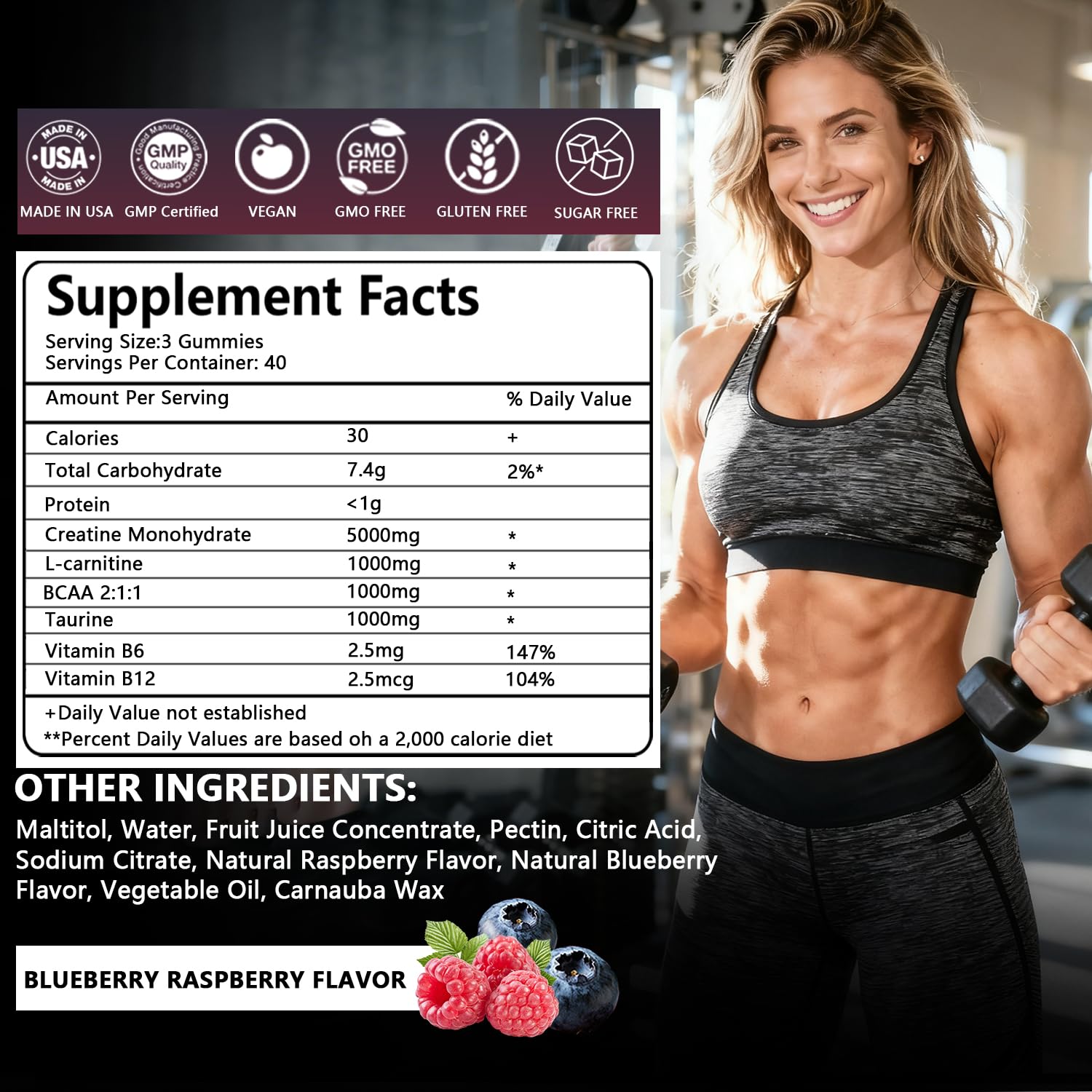 Crasye Creatine Gummies bottle full view