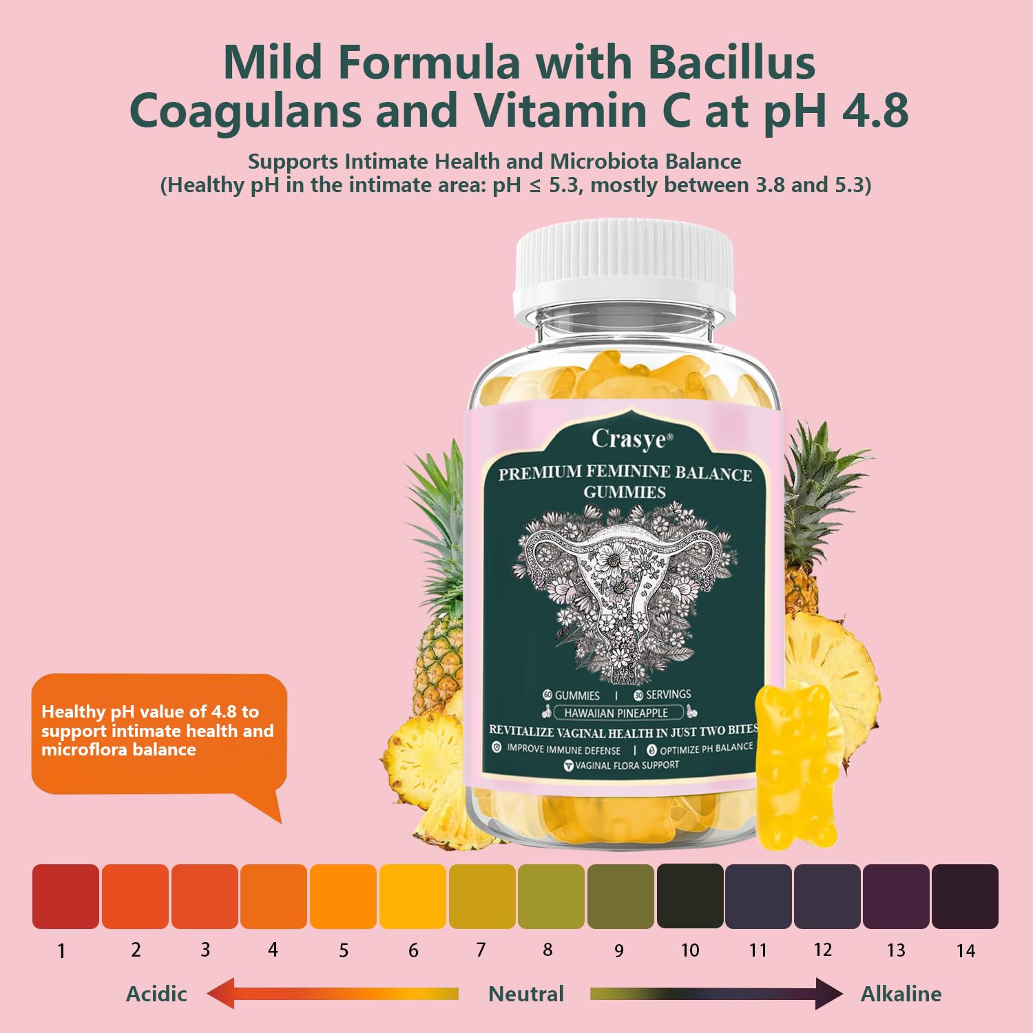 Immune support with Vitamin C in Crasye Feminine Balance Gummies