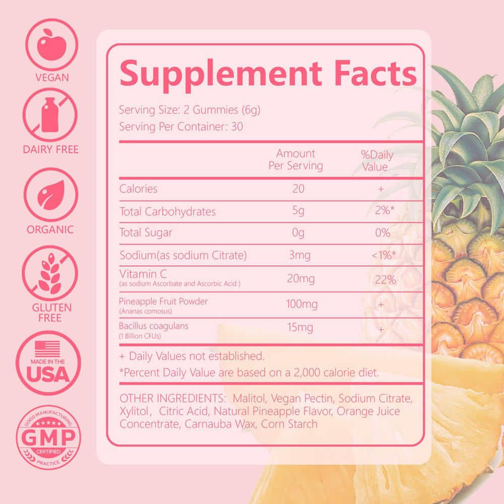 Detail of pineapple ingredients used in Crasye gummies
