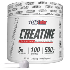 Front view of CREA-8 500g unflavored creatine monohydrate tub