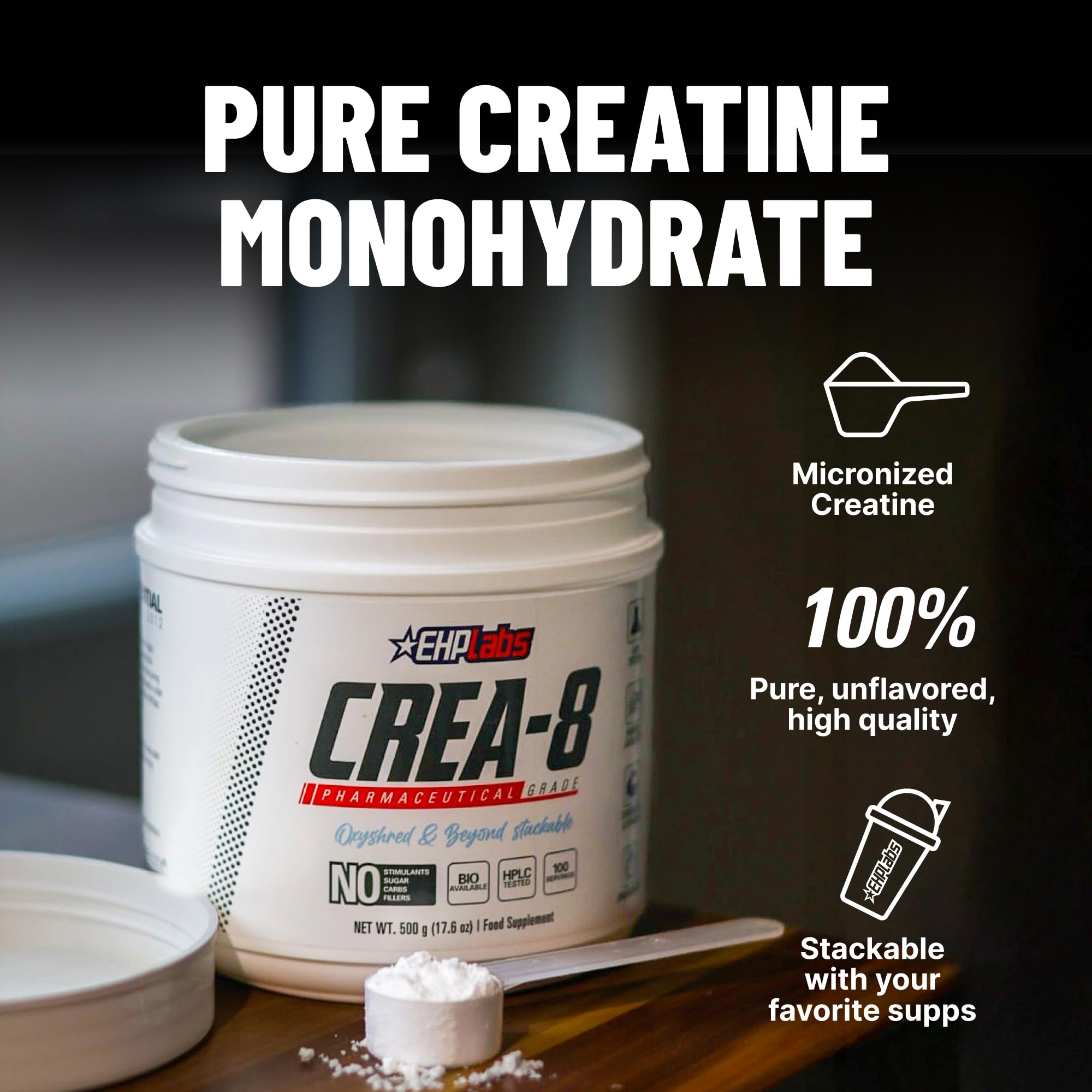 CREA-8 serving scoop with 5g dose