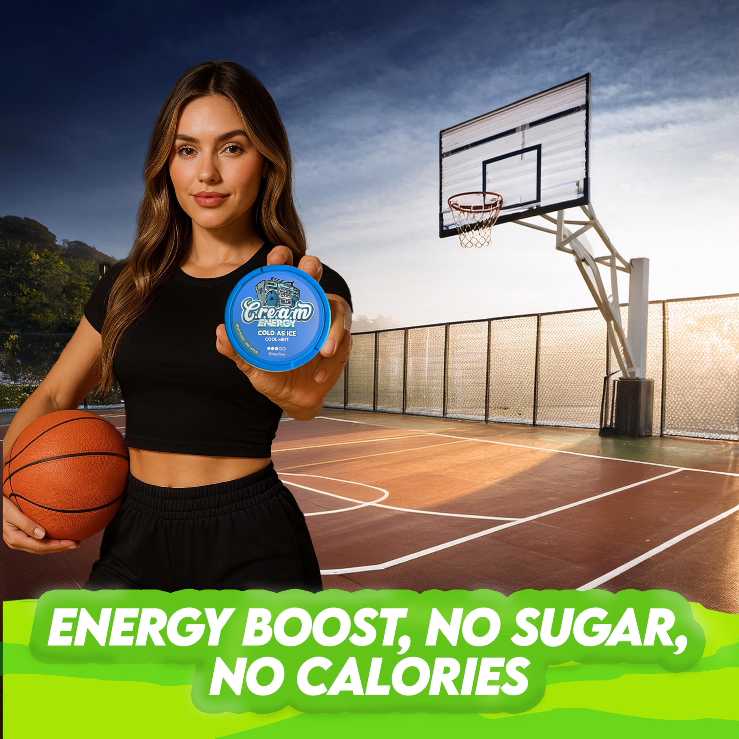 User using CREAM Energy caffeine pouch on the go