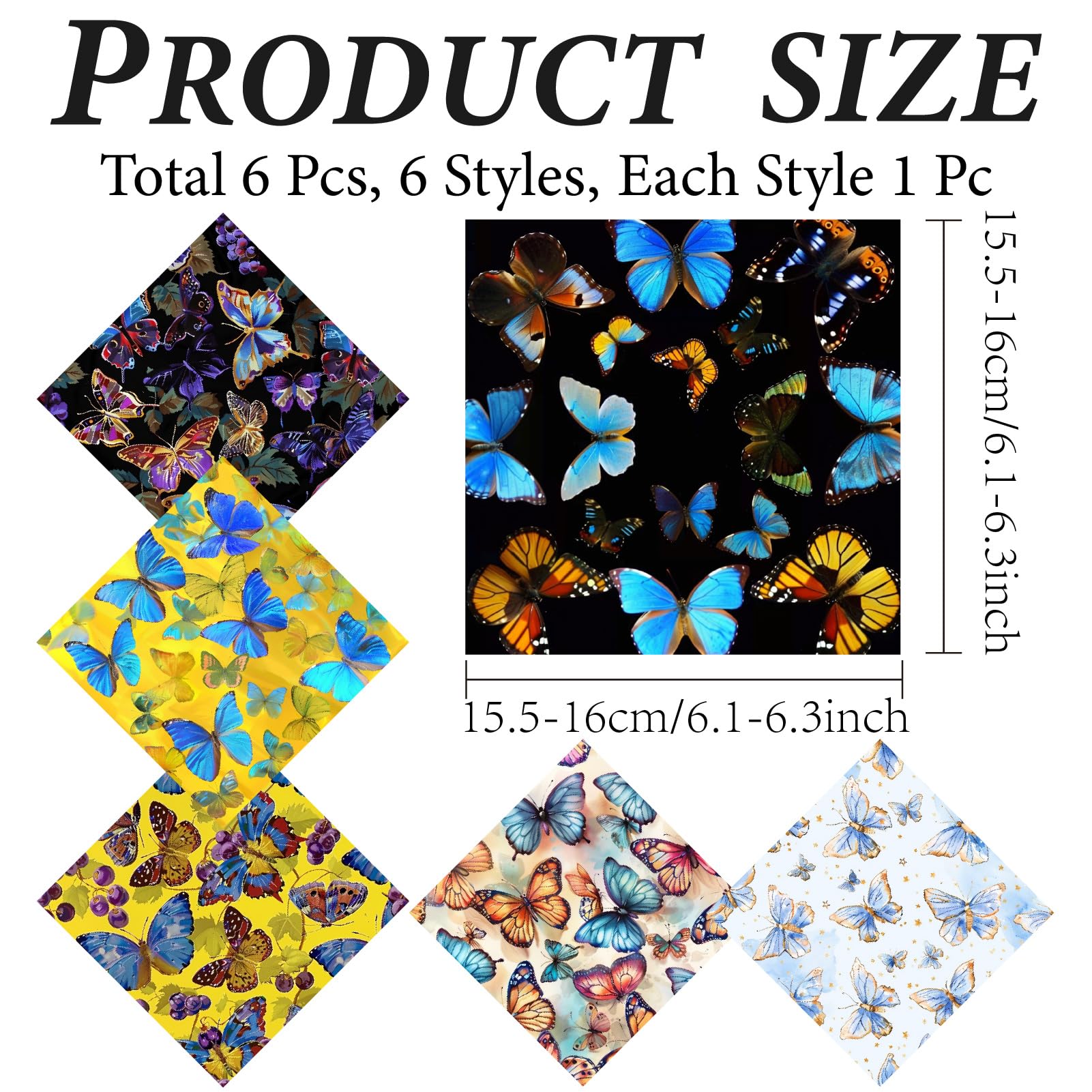 CREATCABIN 6-pack butterfly-design microfiber glasses cleaning cloths - 6.1x6.1 inches, image 2