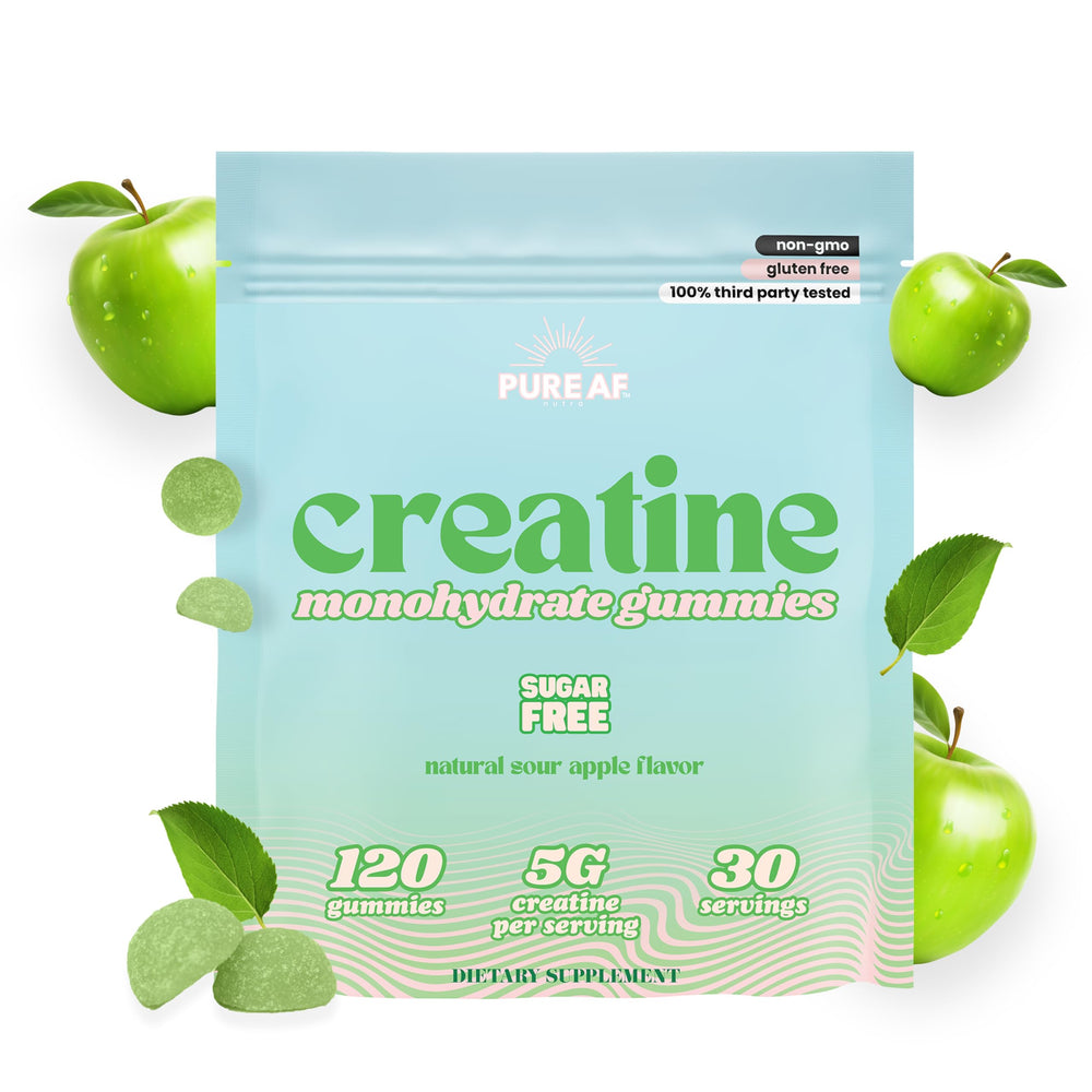 Front view of Creatine Gummies bottle in Sour Green Apple flavor