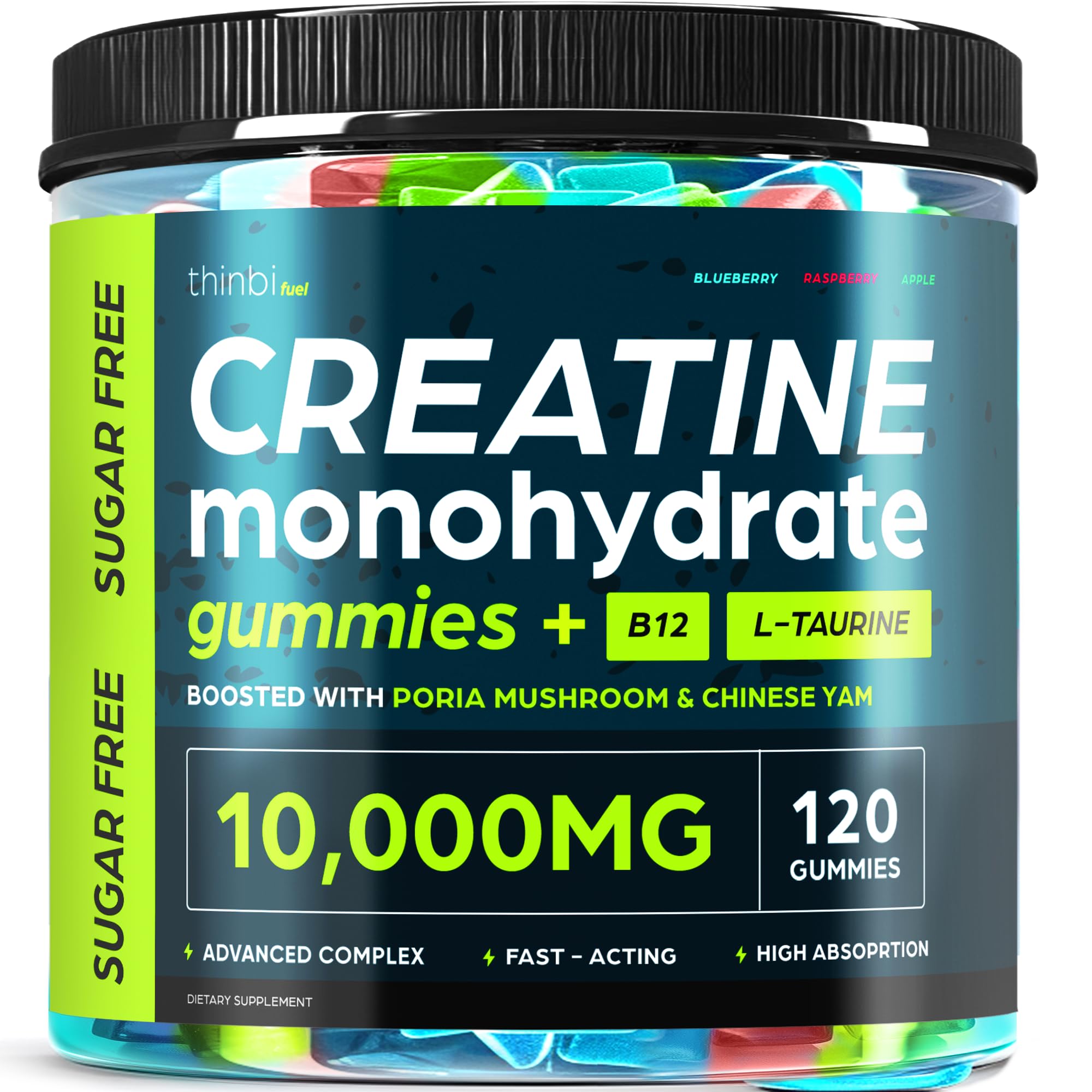 Creatine Gummies Monohydrate Complex bottle front with 120 gummies