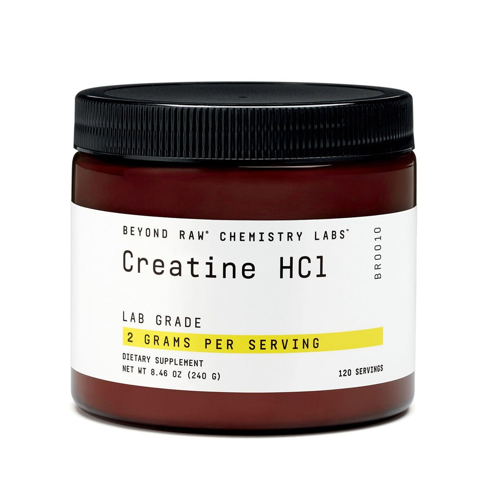 BEYOND RAW Creatine HCl powder container with scoop