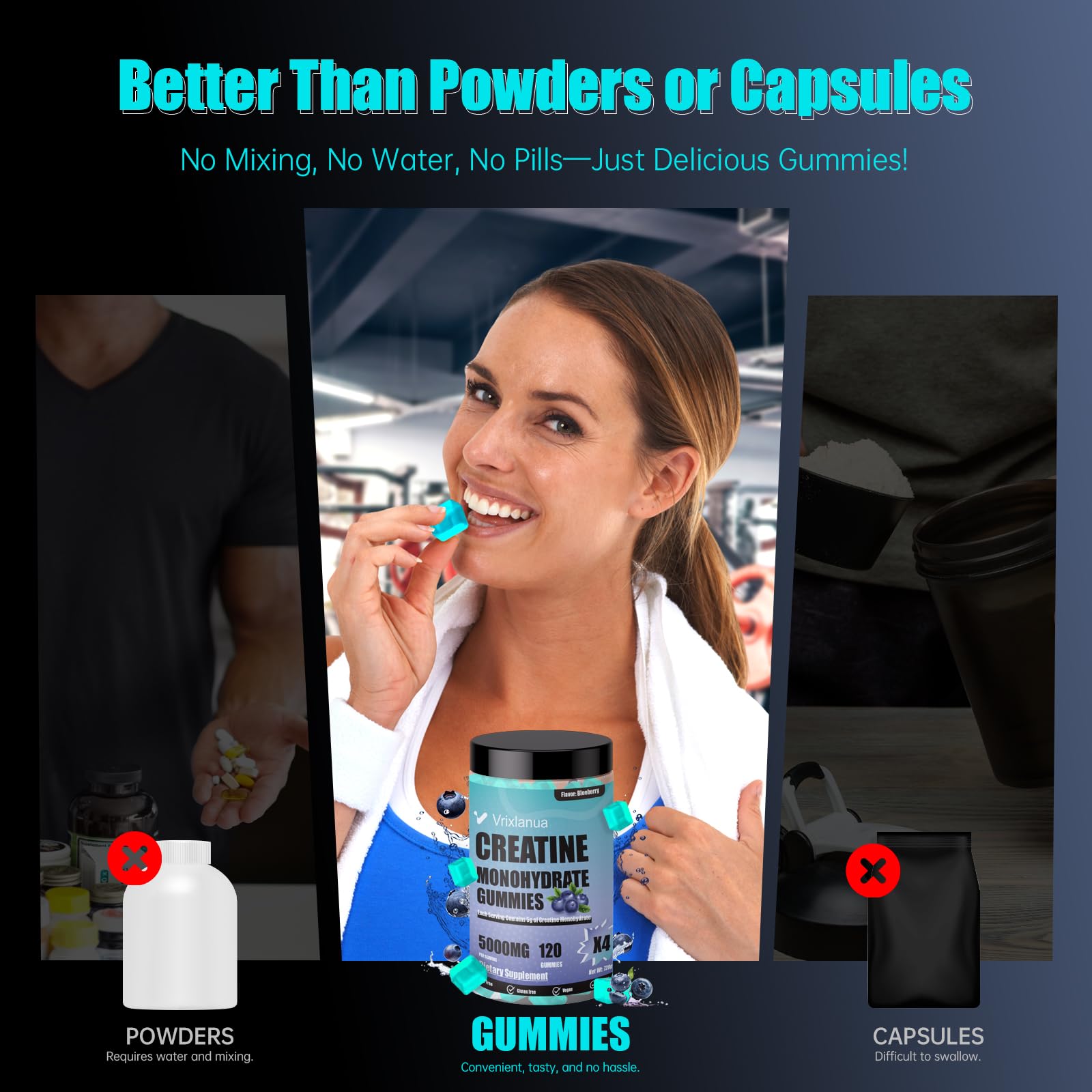 Ingredients panel for Creatine Monohydrate Gummies Blueberry