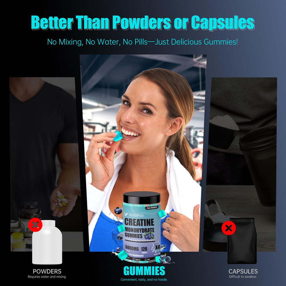 Ingredients panel for Creatine Monohydrate Gummies Blueberry