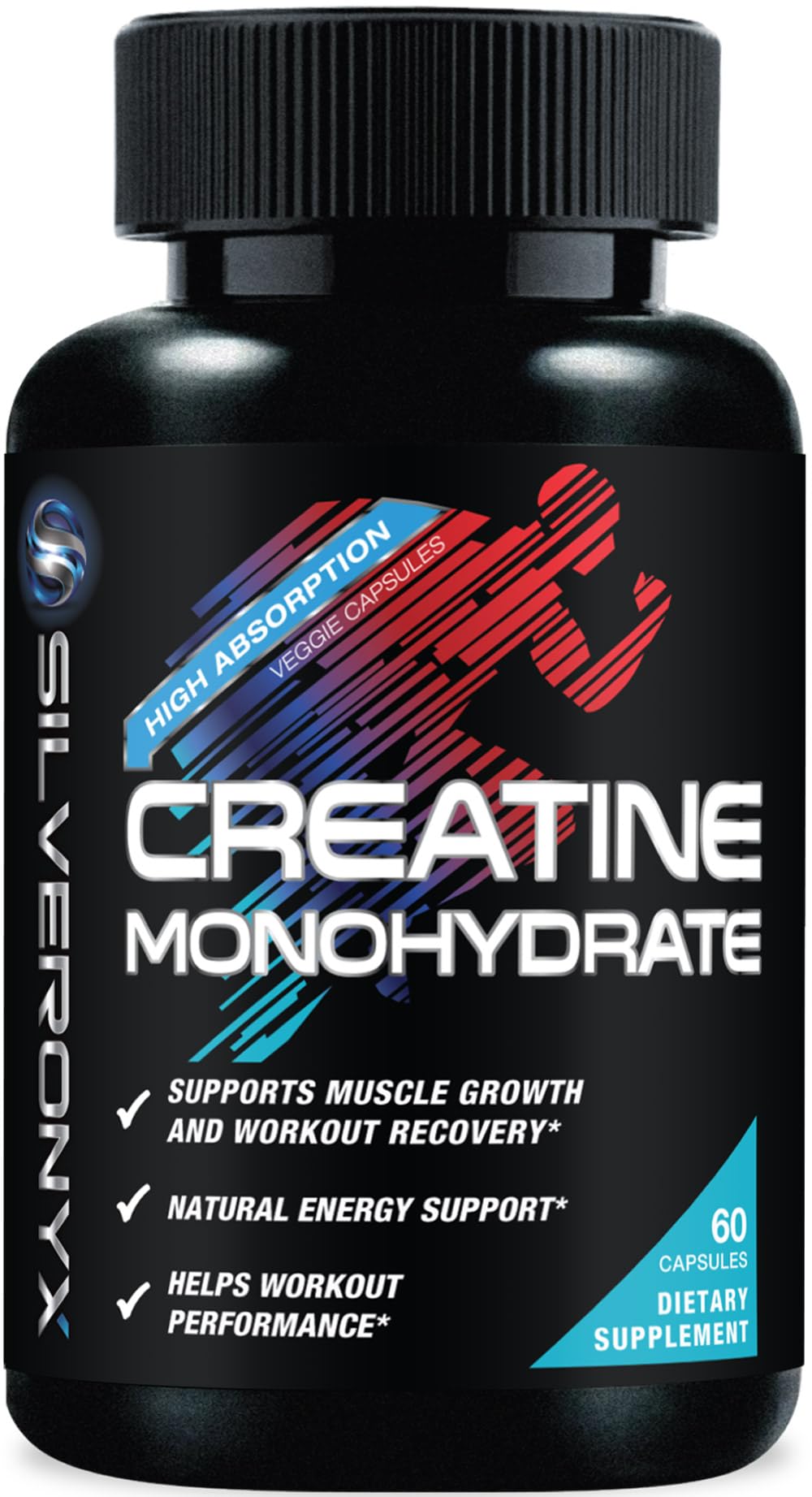 Creatine Monohydrate capsules bottle - 60 count