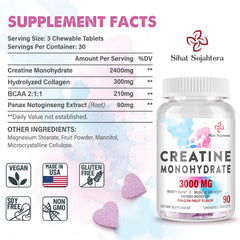 Close-up of dragon fruit flavored creatine chewable tablets