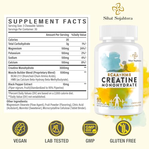 Ingredient panel showing Creatine Monohydrate, BCAA, HMB and electrolytes