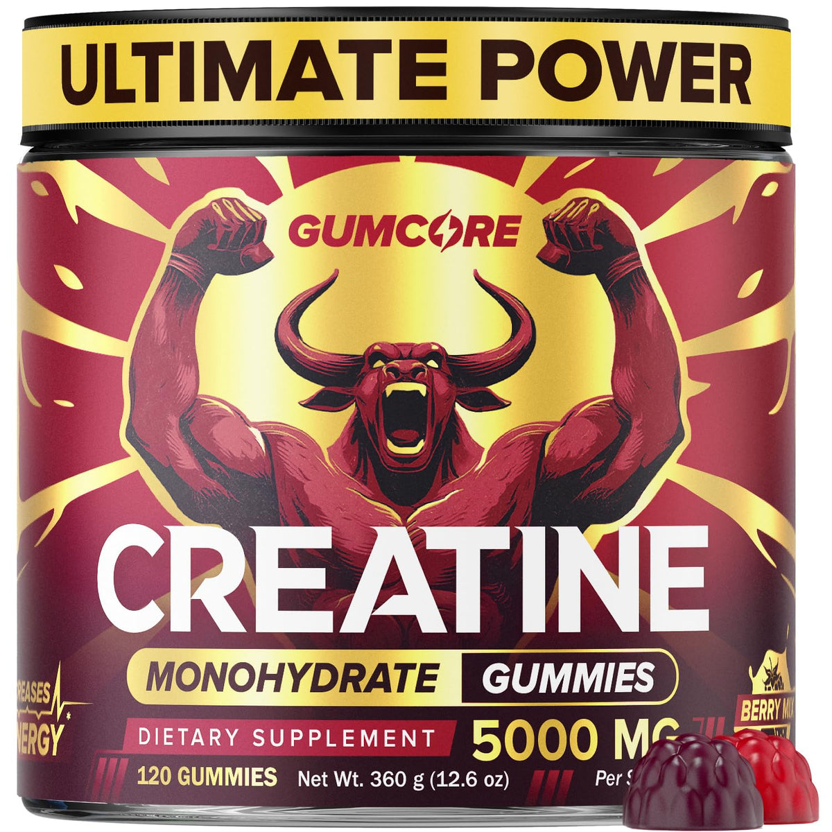 Creatine Monohydrate Gummies bottle front label