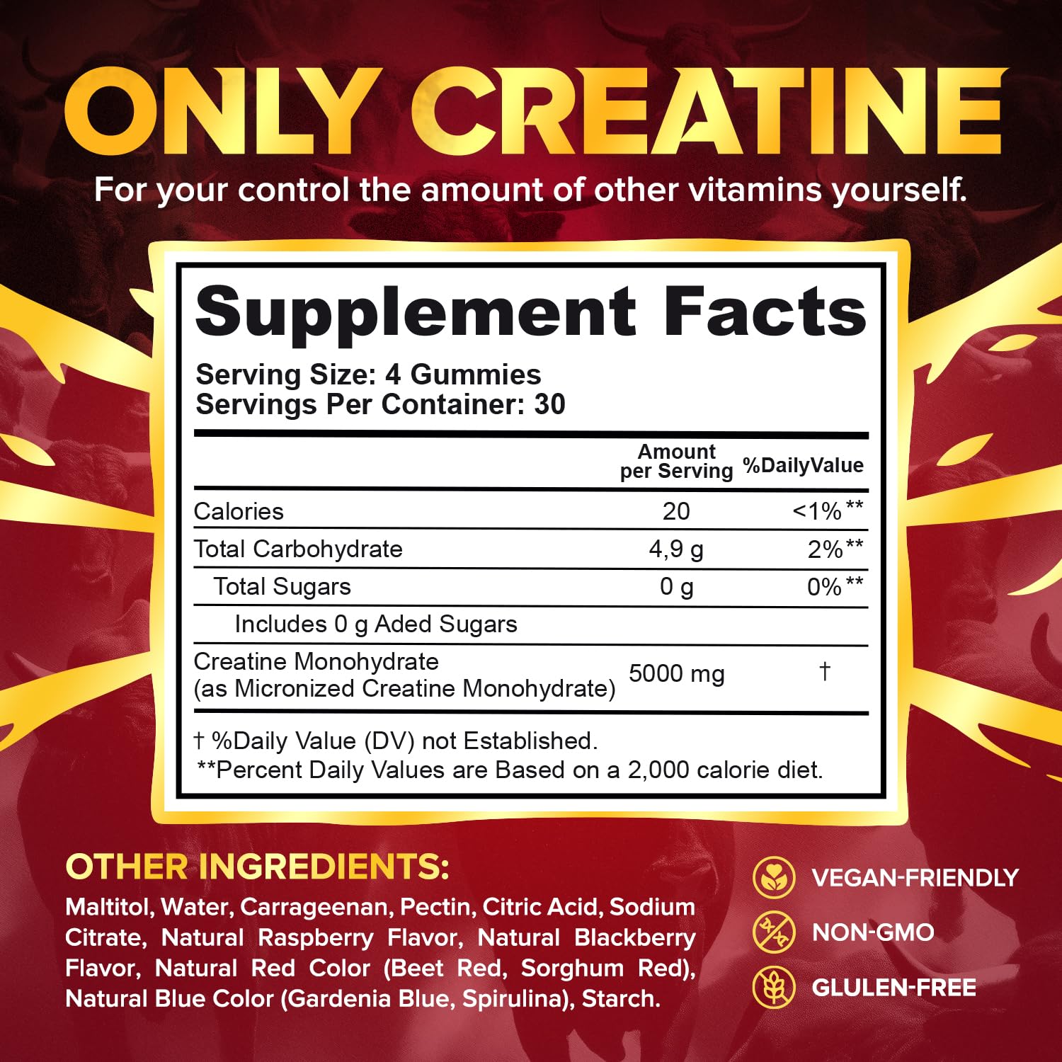 USA-made Creatine Monohydrate Gummies packaging and bottle