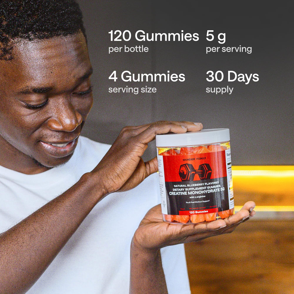 Front view of Wonder Family Creatine Gummies bottle