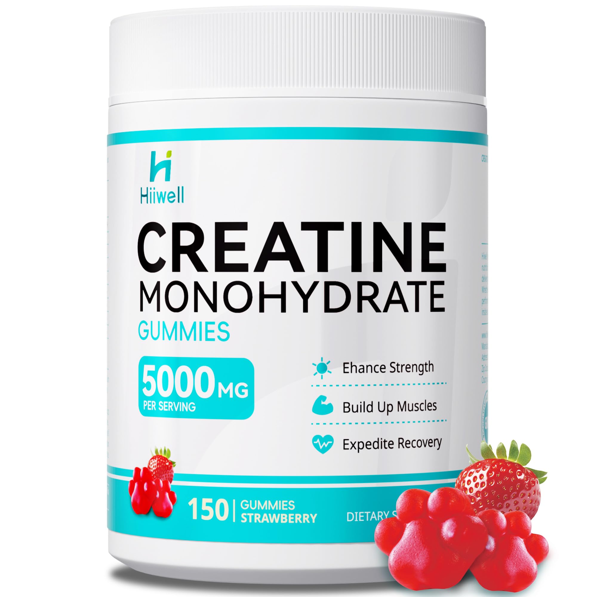 Front view of Creatine Monohydrate Gummies bottle (150-count)