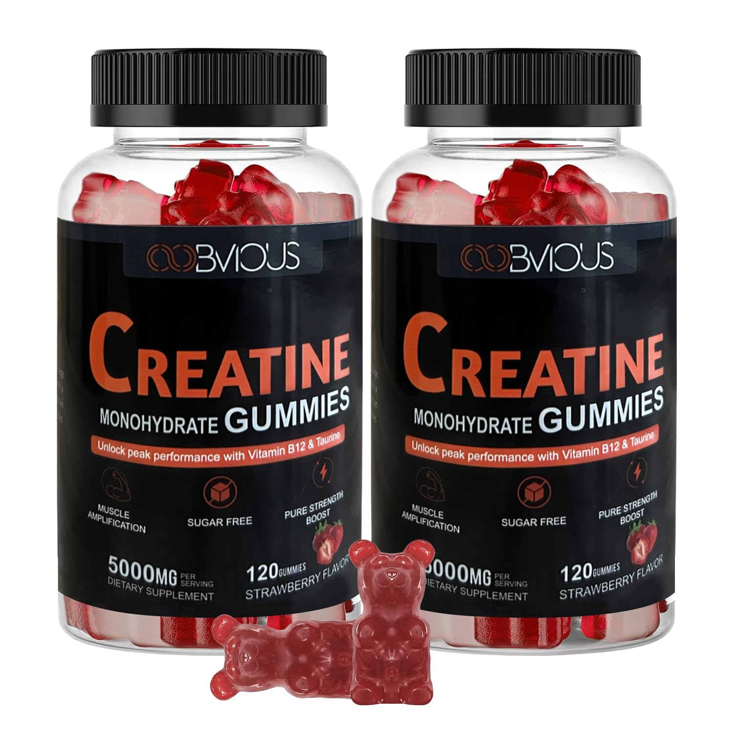 Creatine Monohydrate Gummies bottle with 5g serving