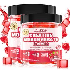 Two-pack bottle layout for Creatine Monohydrate Gummies, 120-count each