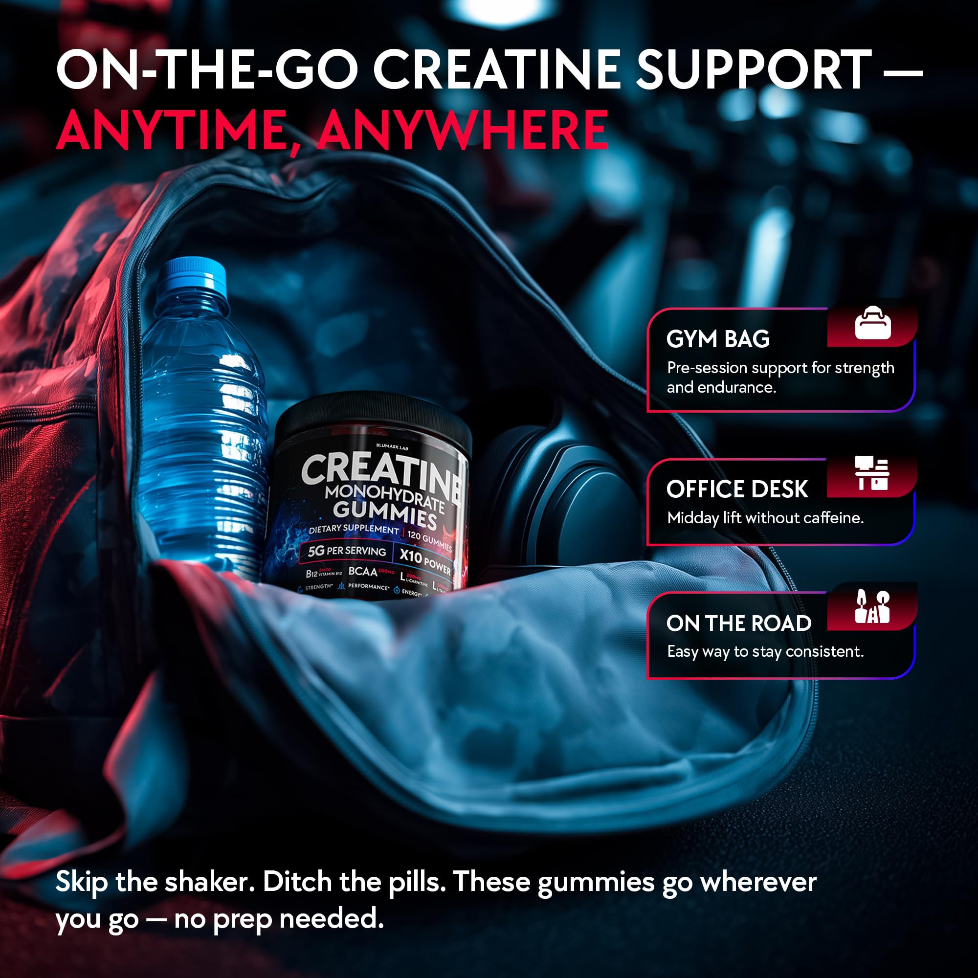 Bottle packaging for Creatine Monohydrate Gummies Complex 5000 MG