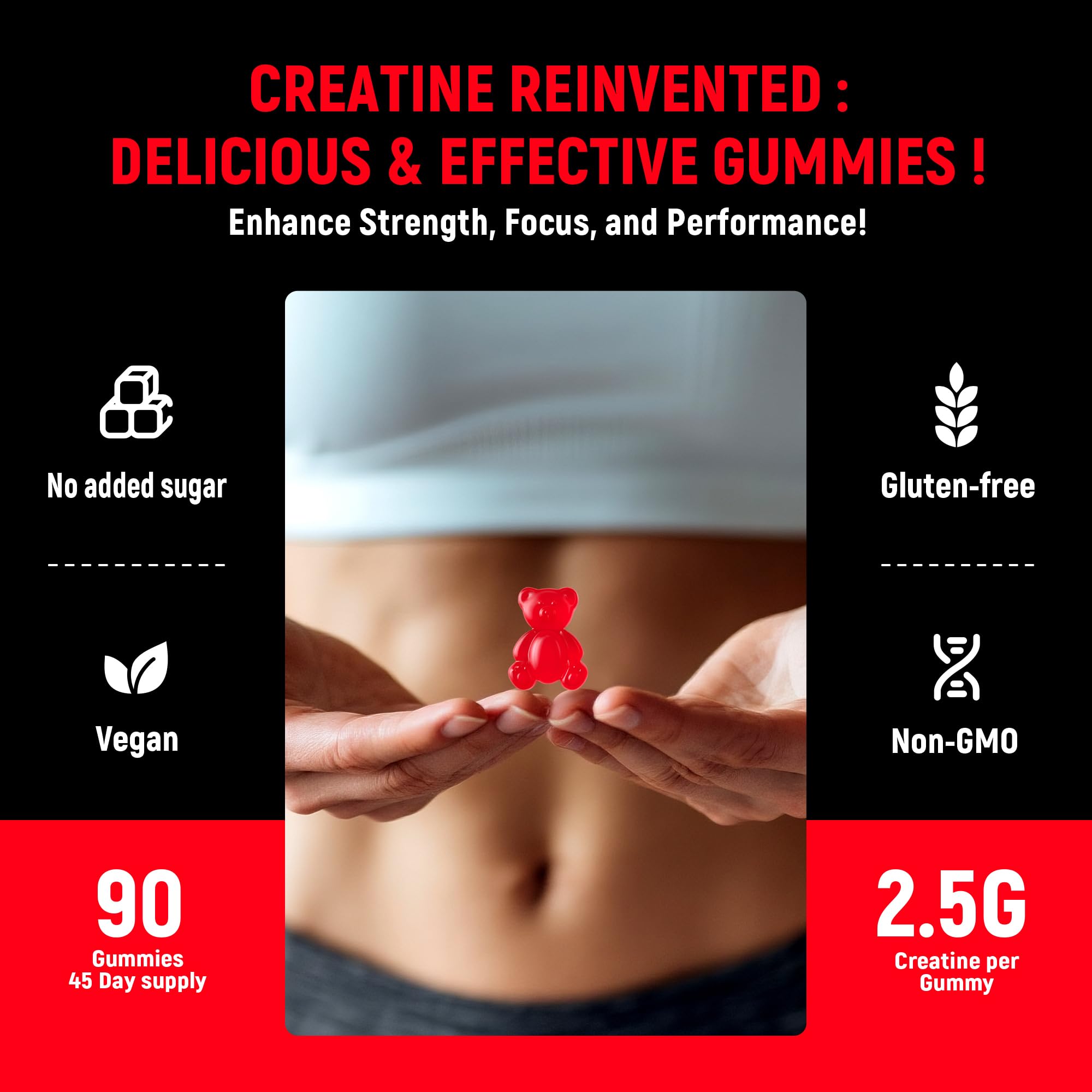 Serving suggestion and usage of Creatine Monohydrate Gummies Strawberry