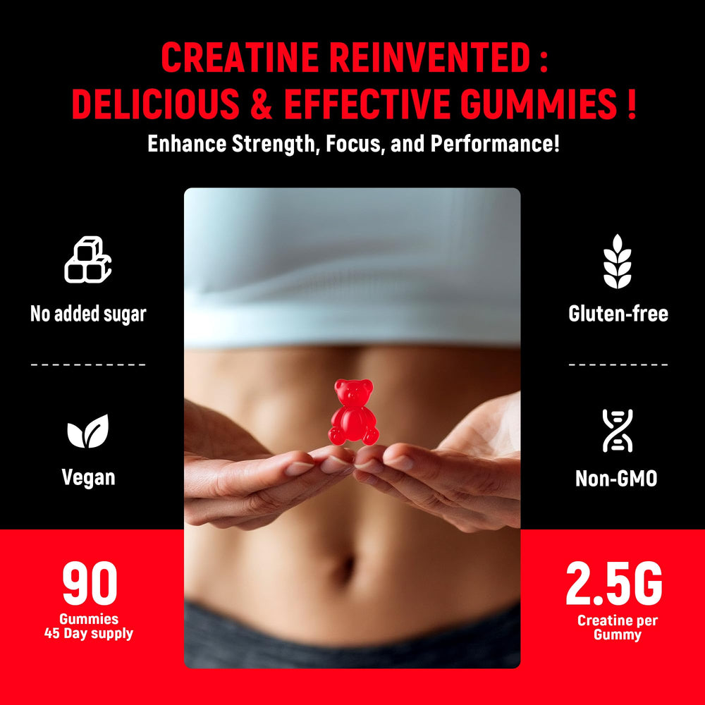 Serving suggestion and usage of Creatine Monohydrate Gummies Strawberry