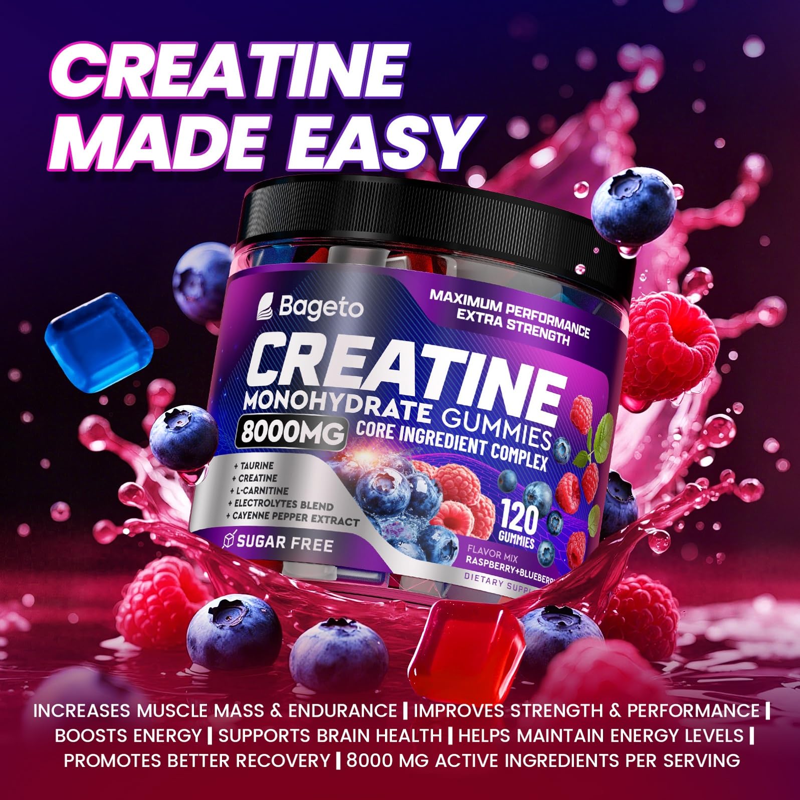 Bottle of Creatine Monohydrate Gummies with 120 gummies
