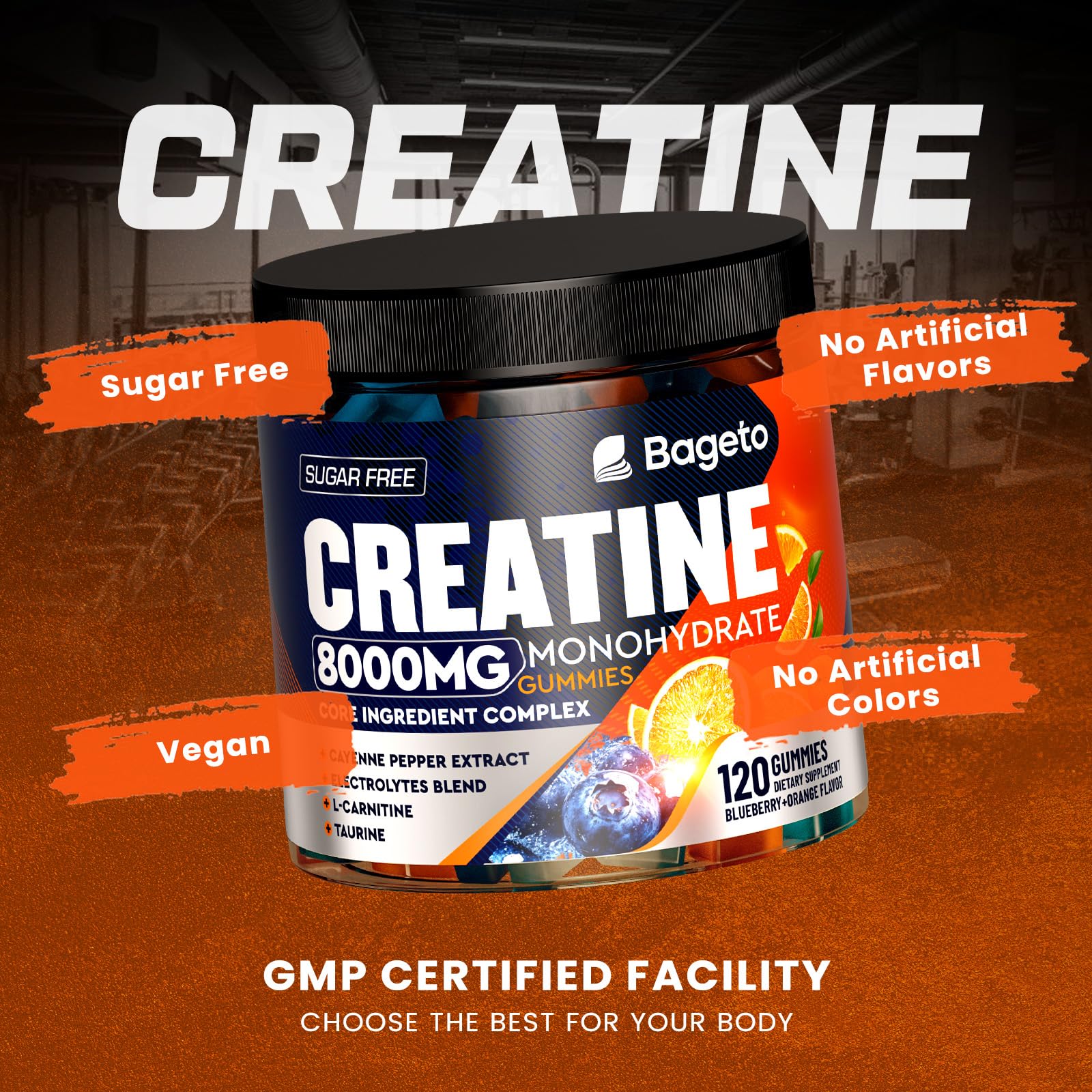 Gummy close-up with creatine information