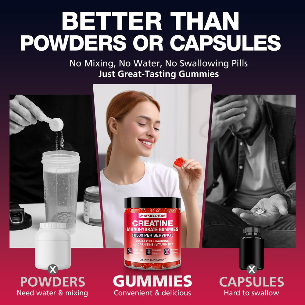 Athlete taking a raspberry-flavored gummy during workout