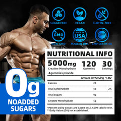 Back label detailing ingredients and nutrition for creatine gummies