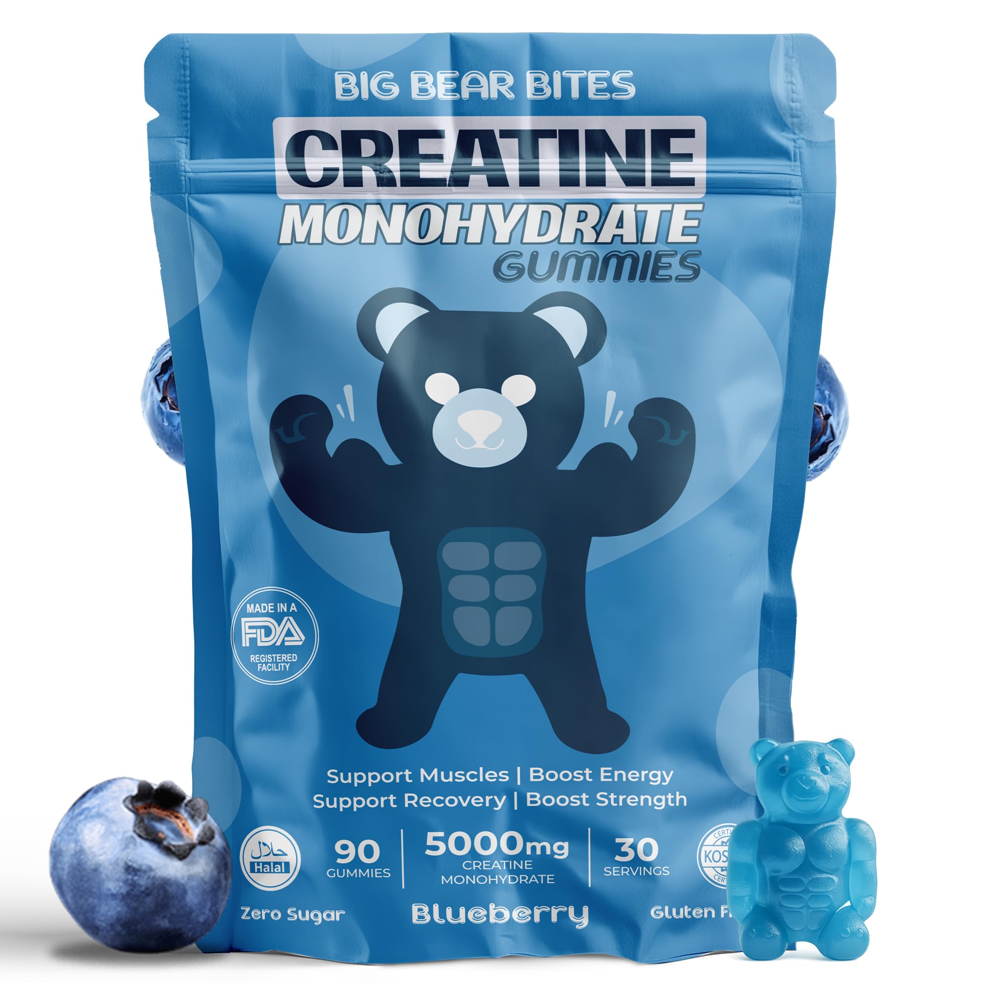 Creatine Monohydrate Gummies Blueberry packaging front