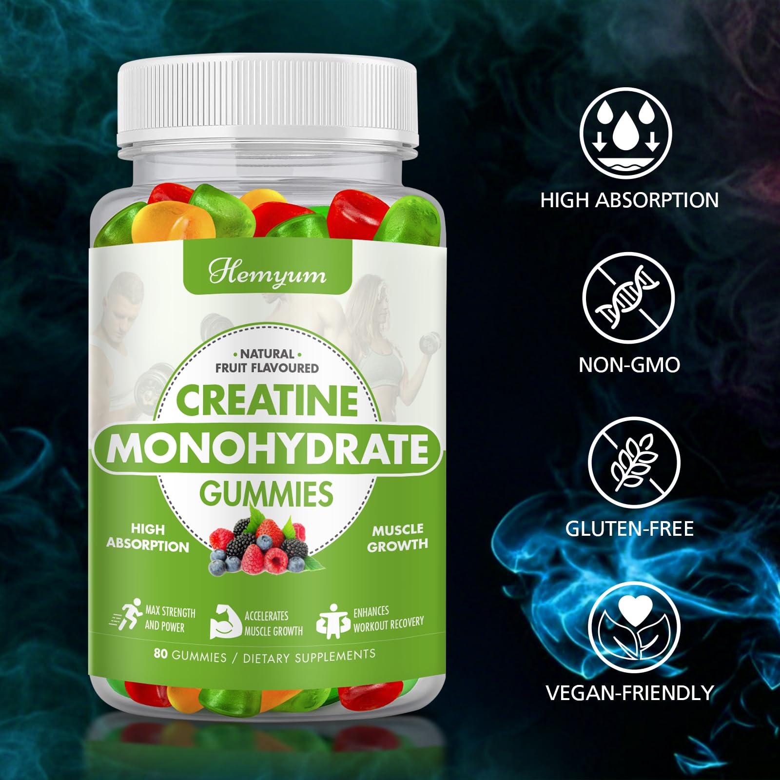 Creatine Monohydrate Gummies bottle with product text