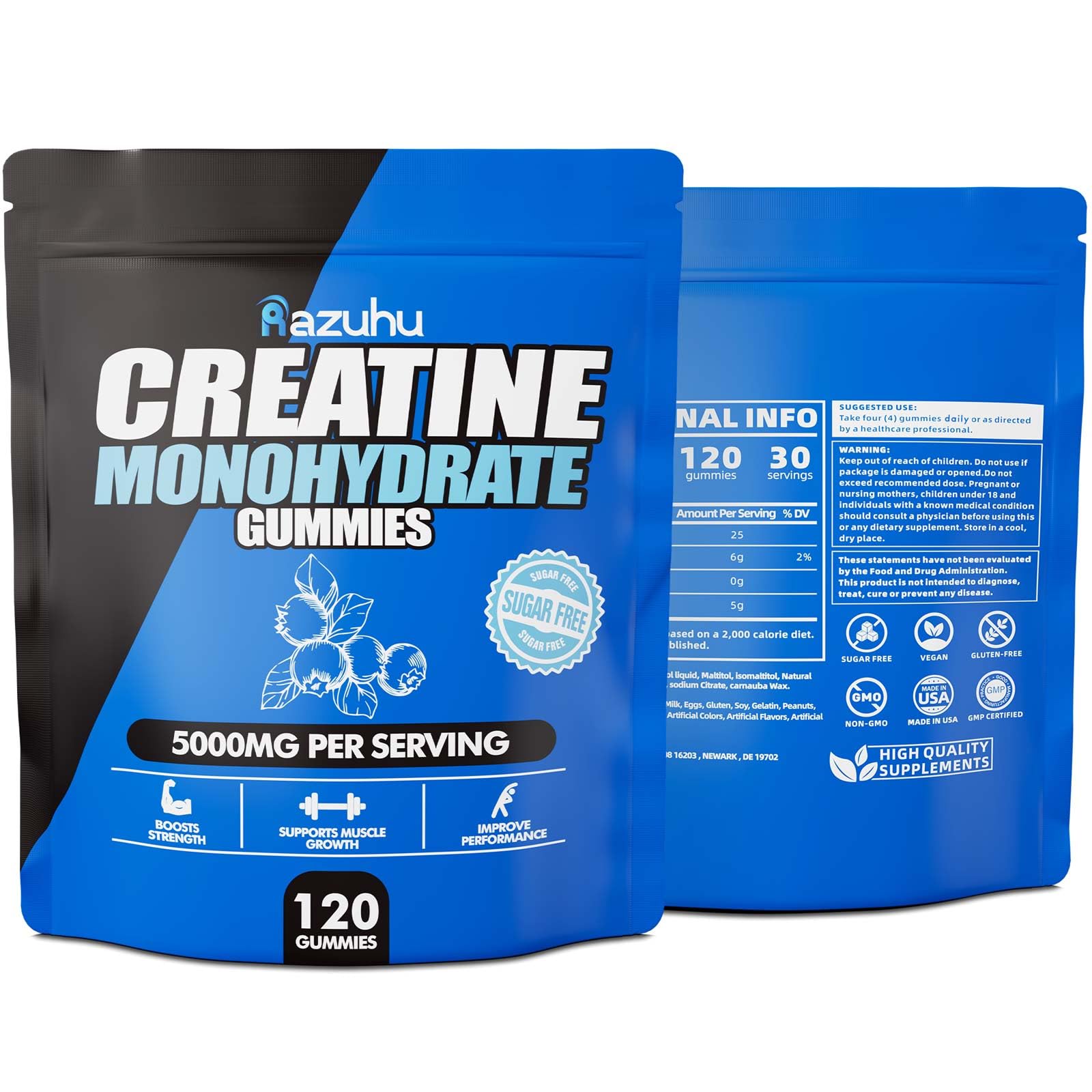 Usage guide showing how to take four gummies daily