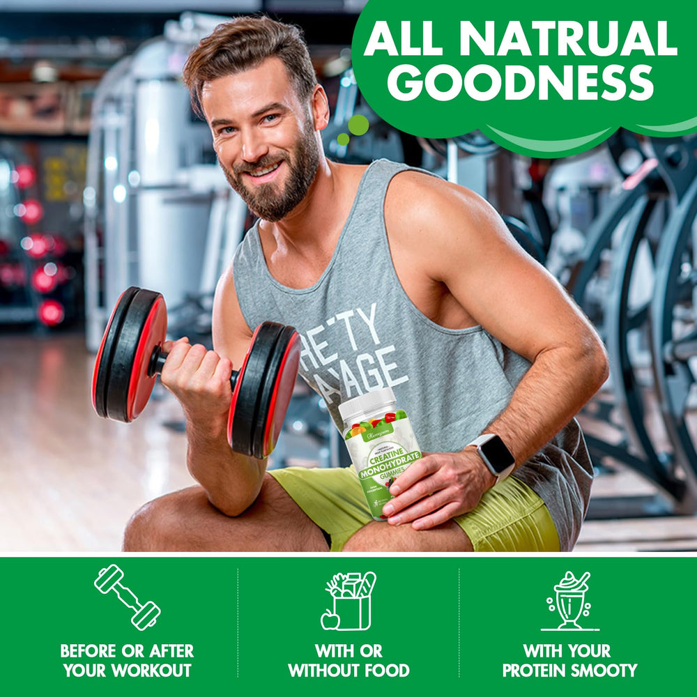 Lifestyle image with gummies and workout gear