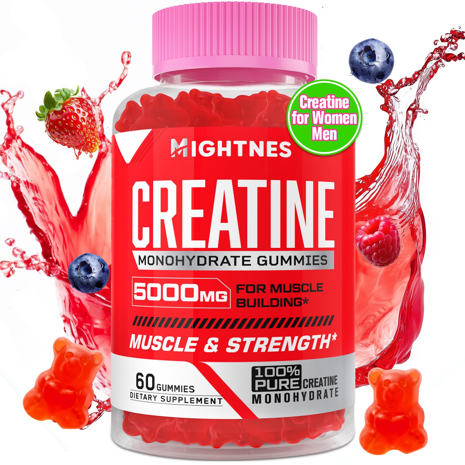 Close-up of Creatine Monohydrate Gummies bottle
