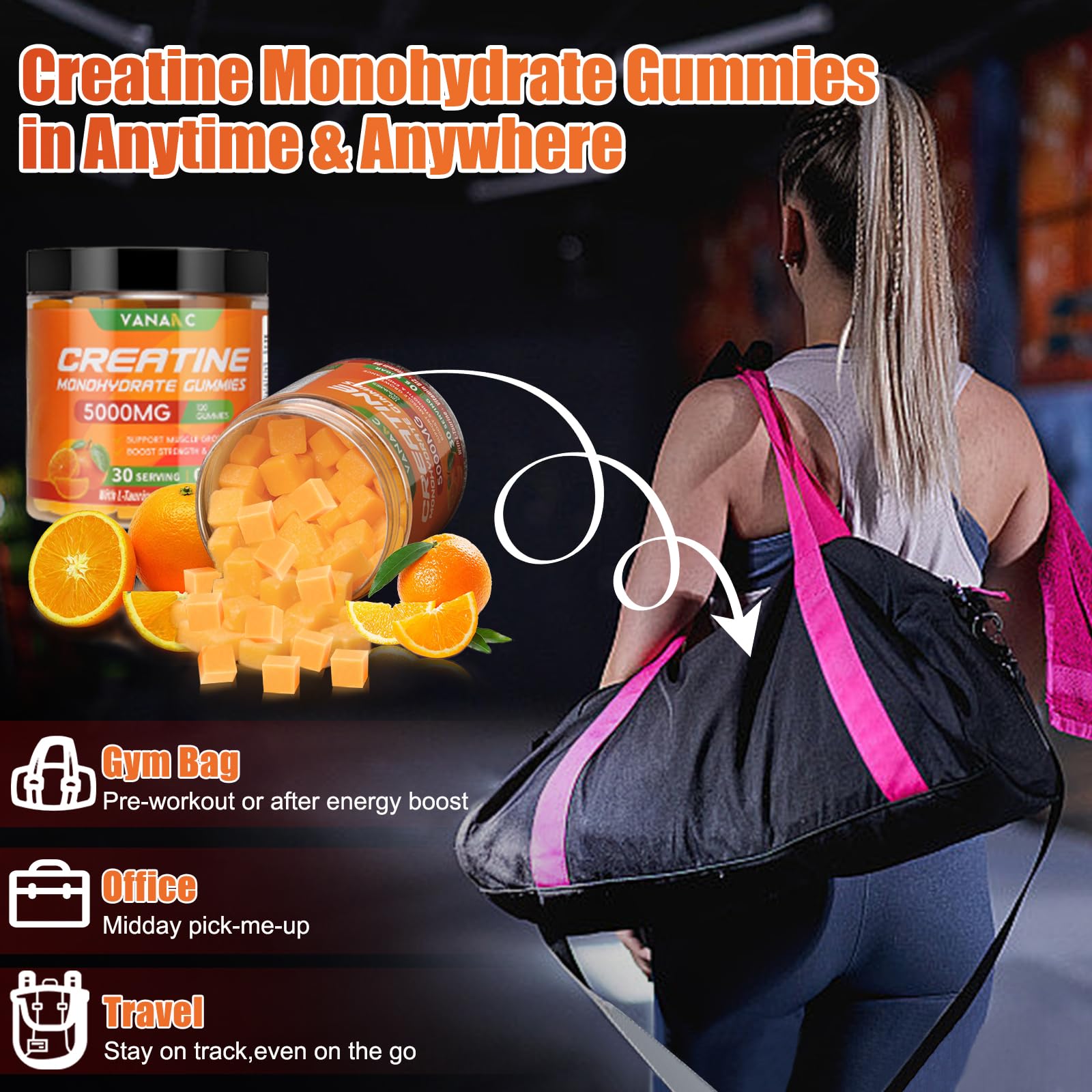 Portable, chewable gummies for on-the-go workouts