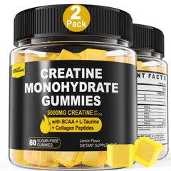 Creatine Monohydrate Gummies lemon flavor bottle front