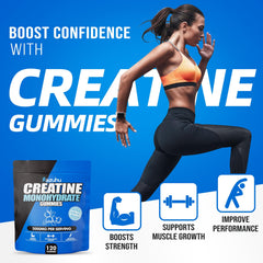 Side view showing packaging of creatine monohydrate gummies