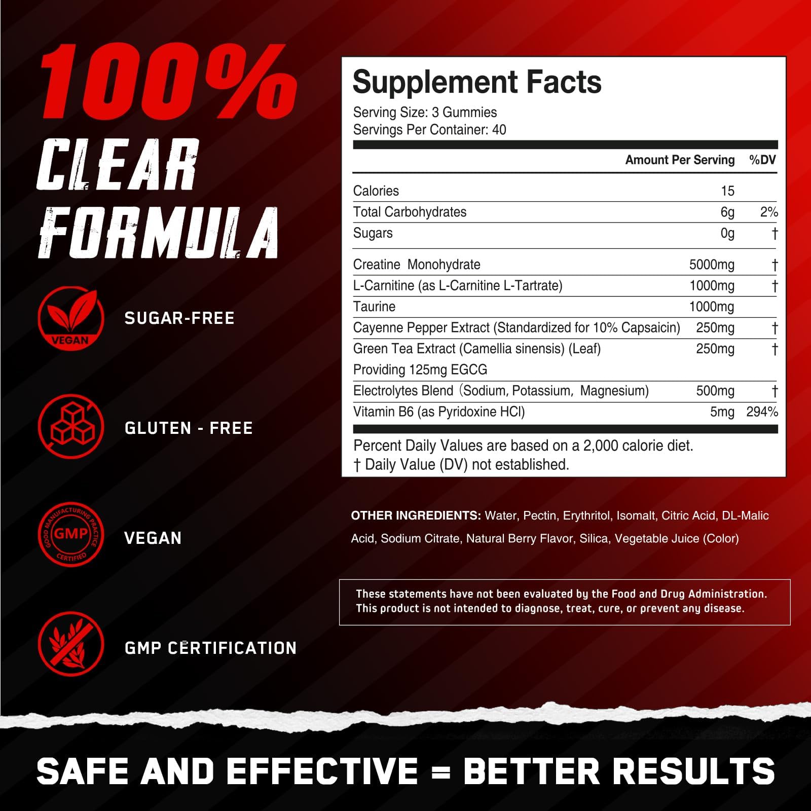 Pre and post-workout creatine gummies for men and women