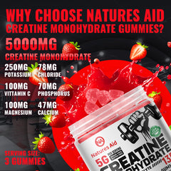 Three gummies per serving visual for creatine monohydrate gummies