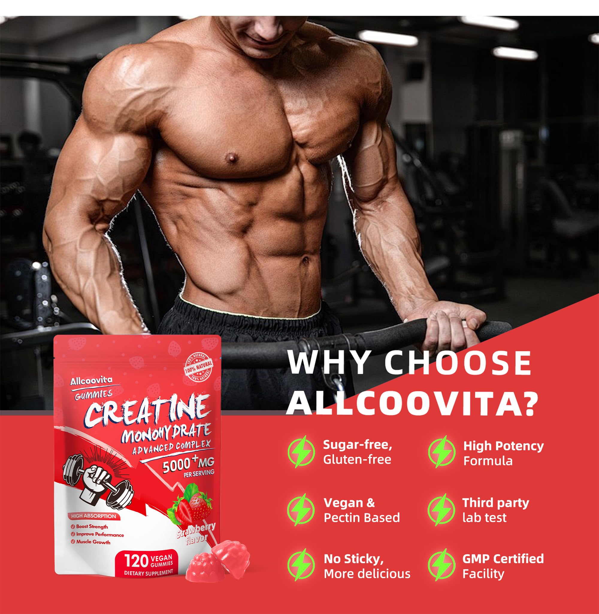 Close up of strawberry flavored gummies