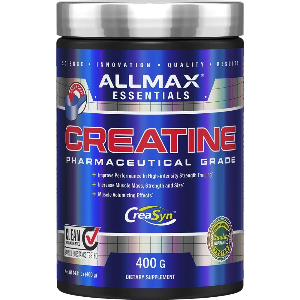 Front view of ALLMAX Creatine Monohydrate micronized 400g bottle