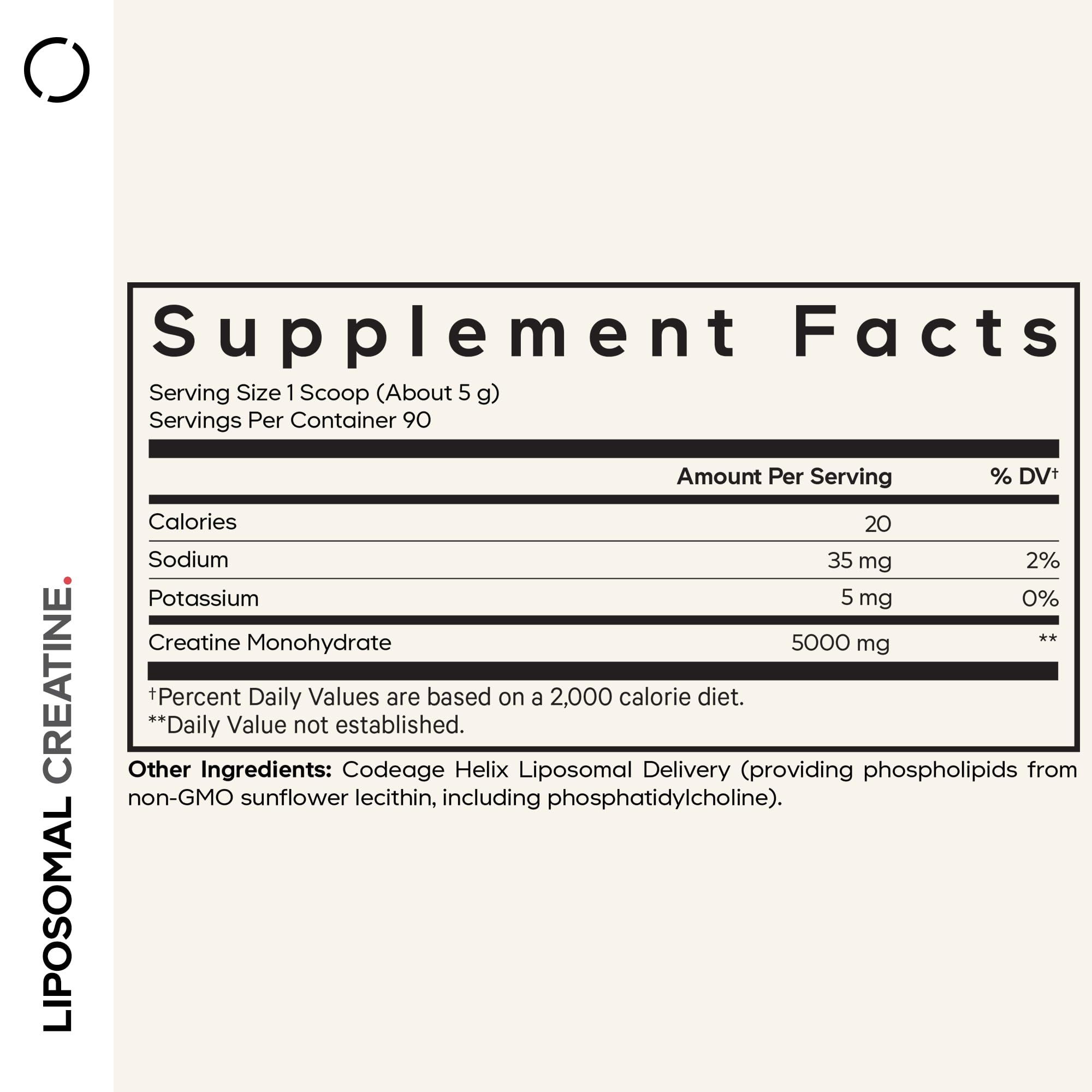 Close-up of 5,000 mg creatine monohydrate per serving powder