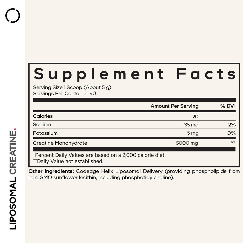 Close-up of 5,000 mg creatine monohydrate per serving powder