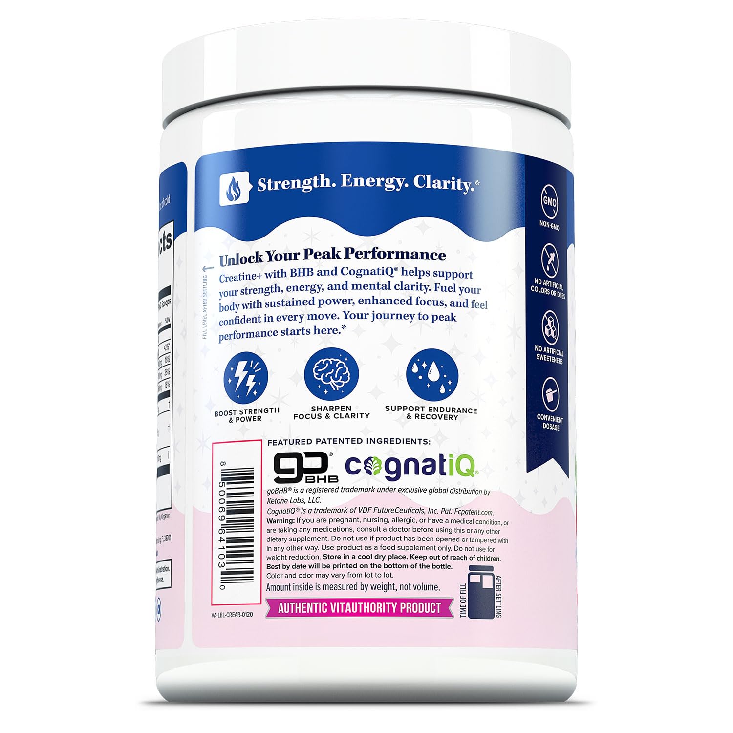 Packaging box displaying caffeine-free, no artificial colors or sweeteners